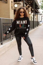 MIAMI HURRICANES VELOCITY STAR EMBELLISHED CREW SWEATSHIRT