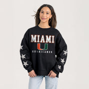 MIAMI HURRICANES VELOCITY STAR EMBELLISHED CREW SWEATSHIRT