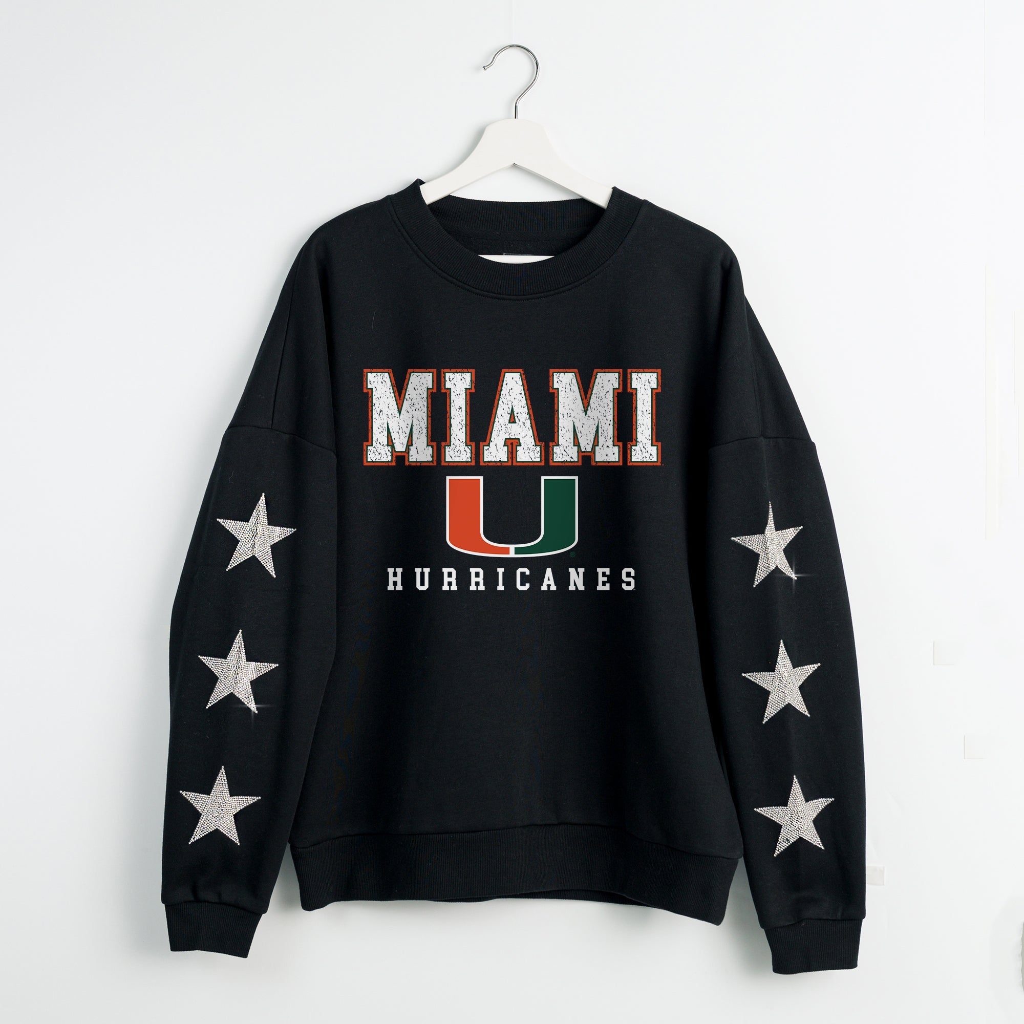 MIAMI HURRICANES VELOCITY STAR EMBELLISHED CREW SWEATSHIRT