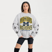 MICHIGAN WOLVERINES RESILIENCE STAR EMBELLISHED CREW SWEATSHIRT