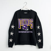 MINNESOTA VIKINGS PURE VICTORY STAR EMBELLISHED CREW SWEATSHIRT