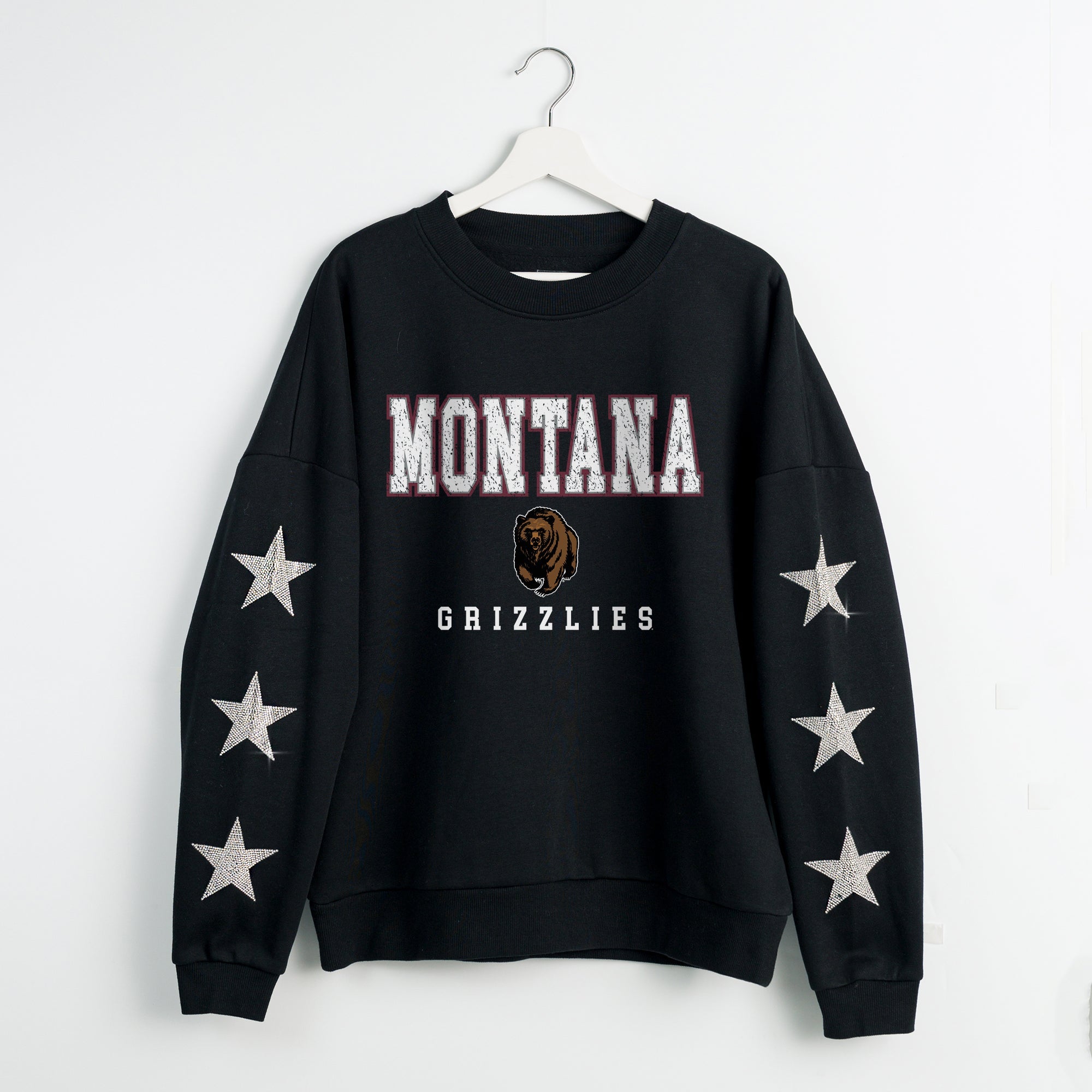 MONTANA GRIZZLIES VELOCITY STAR EMBELLISHED CREW SWEATSHIRT