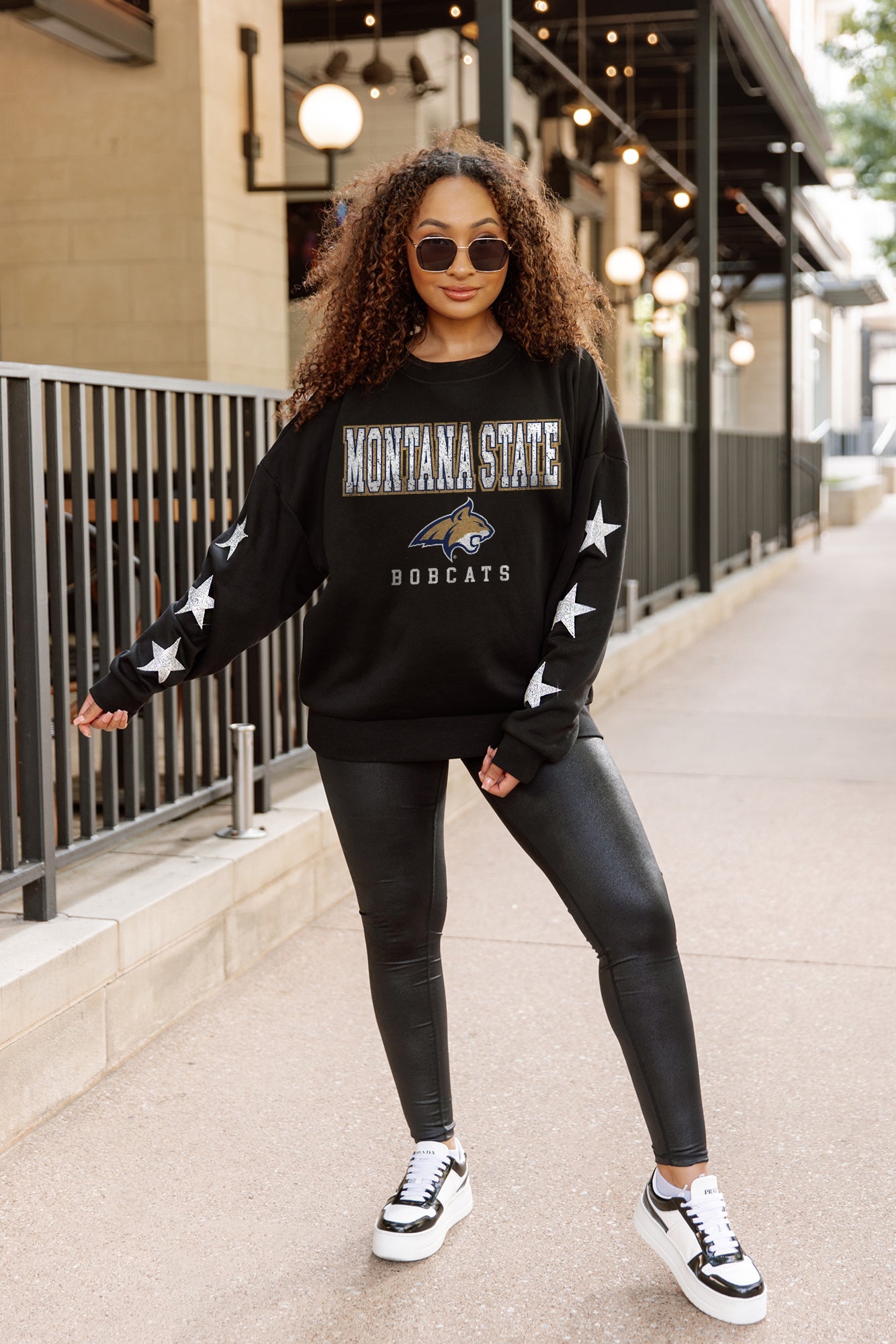 MONTANA STATE BOBCATS VELOCITY STAR EMBELLISHED CREW SWEATSHIRT