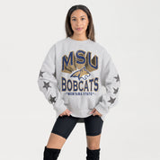 MONTANA STATE BOBCATS RESILIENCE STAR EMBELLISHED CREW SWEATSHIRT