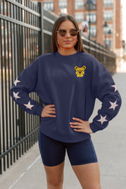 NORTH CAROLINA A&T STATE AGGIES DEDICATION EMBELLISHED STAR SLEEVE CREWNECK PULLOVER