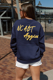 NORTH CAROLINA A&T STATE AGGIES DEDICATION EMBELLISHED STAR SLEEVE CREWNECK PULLOVER