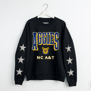 NORTH CAROLINA A&T STATE AGGIES PURE VICTORY EMBELLISHED STAR SLEEVE CREWNECK PULLOVER