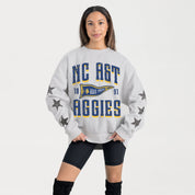 NORTH CAROLINA A&T STATE AGGIES PENNANT PRIDE EMBELLISHED STAR SLEEVE CREWNECK PULLOVER
