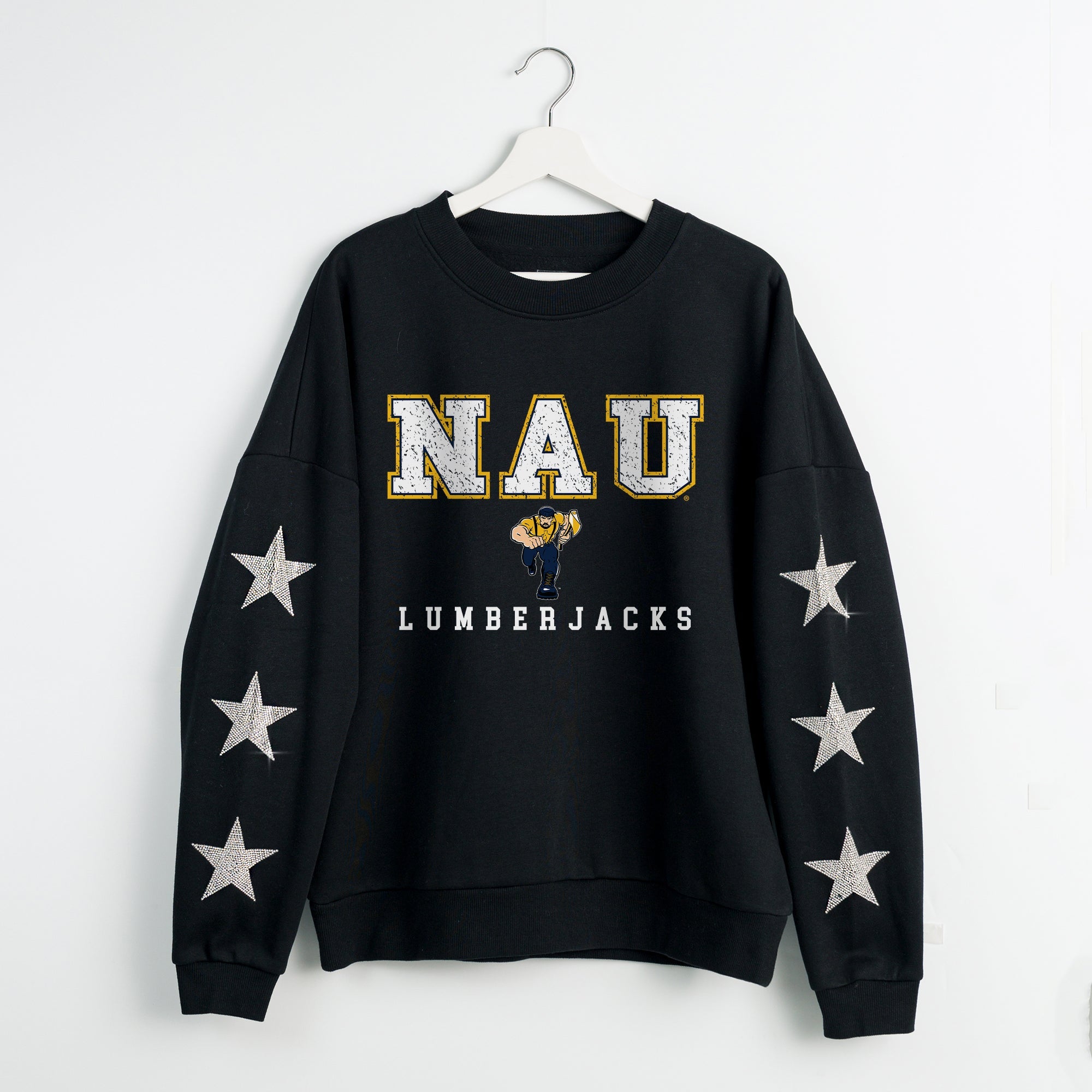 NORTHERN ARIZONA LUMBERJACKS VELOCITY STAR EMBELLISHED CREW SWEATSHIRT