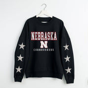 NEBRASKA CORNHUSKERS VELOCITY STAR EMBELLISHED CREW SWEATSHIRT