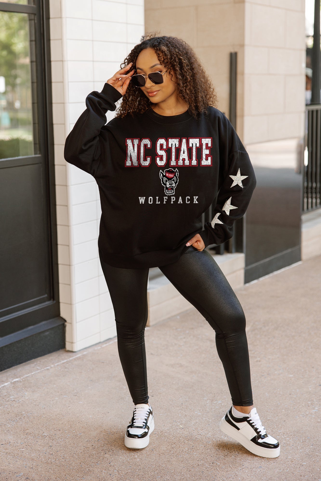 NORTH CAROLINA STATE WOLFPACK VELOCITY STAR EMBELLISHED CREW SWEATSHIRT
