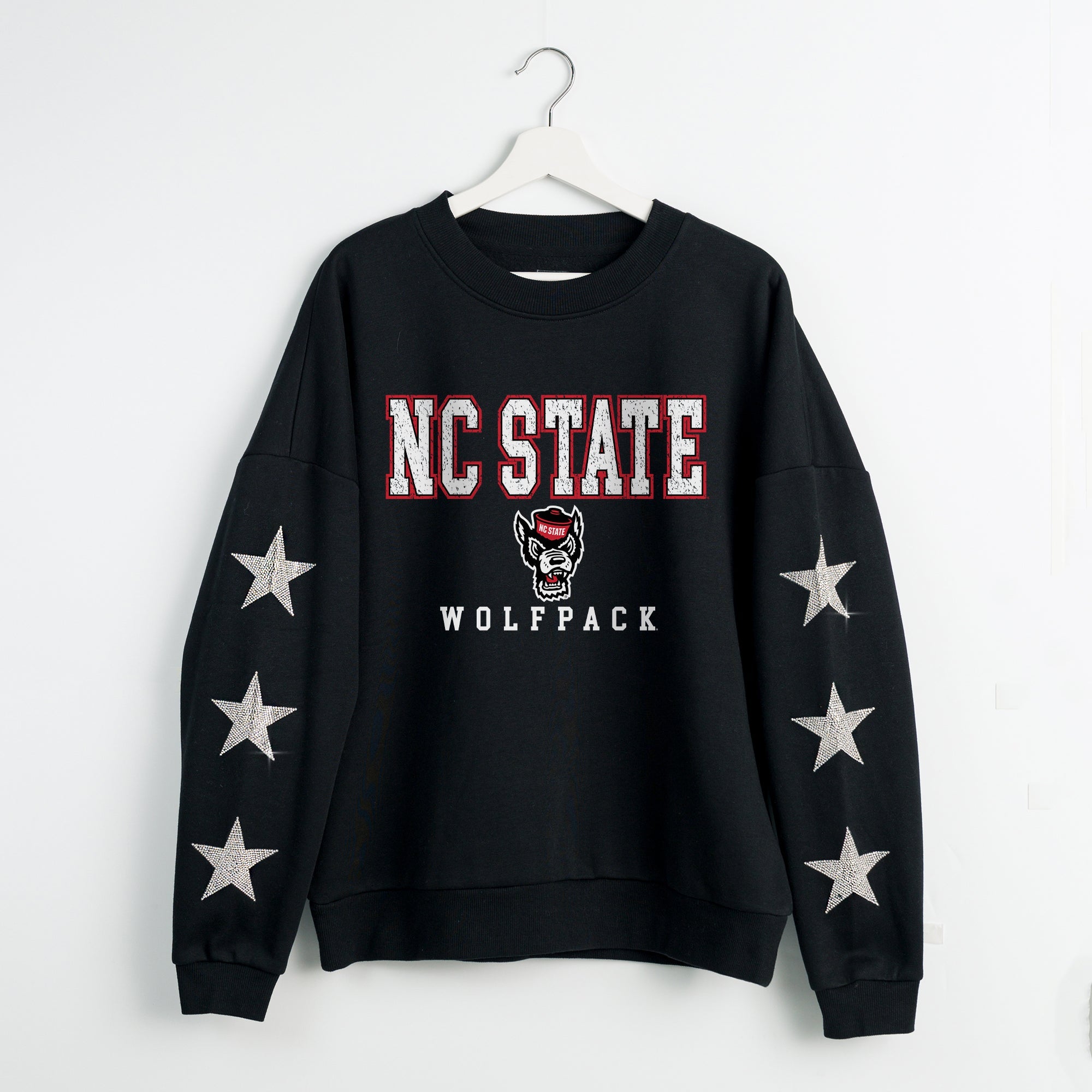 NORTH CAROLINA STATE WOLFPACK VELOCITY STAR EMBELLISHED CREW SWEATSHIRT