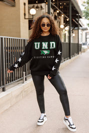 NORTH DAKOTA FIGHTING HAWKS VELOCITY STAR EMBELLISHED CREW SWEATSHIRT