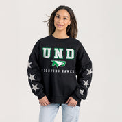 NORTH DAKOTA FIGHTING HAWKS VELOCITY STAR EMBELLISHED CREW SWEATSHIRT