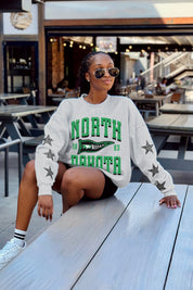 NORTH DAKOTA FIGHTING HAWKS PENNANT PRIDE EMBELLISHED STAR SLEEVE CREWNECK PULLOVER