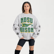 NORTH DAKOTA STATE BISON PENNANT PRIDE EMBELLISHED STAR SLEEVE CREWNECK PULLOVER