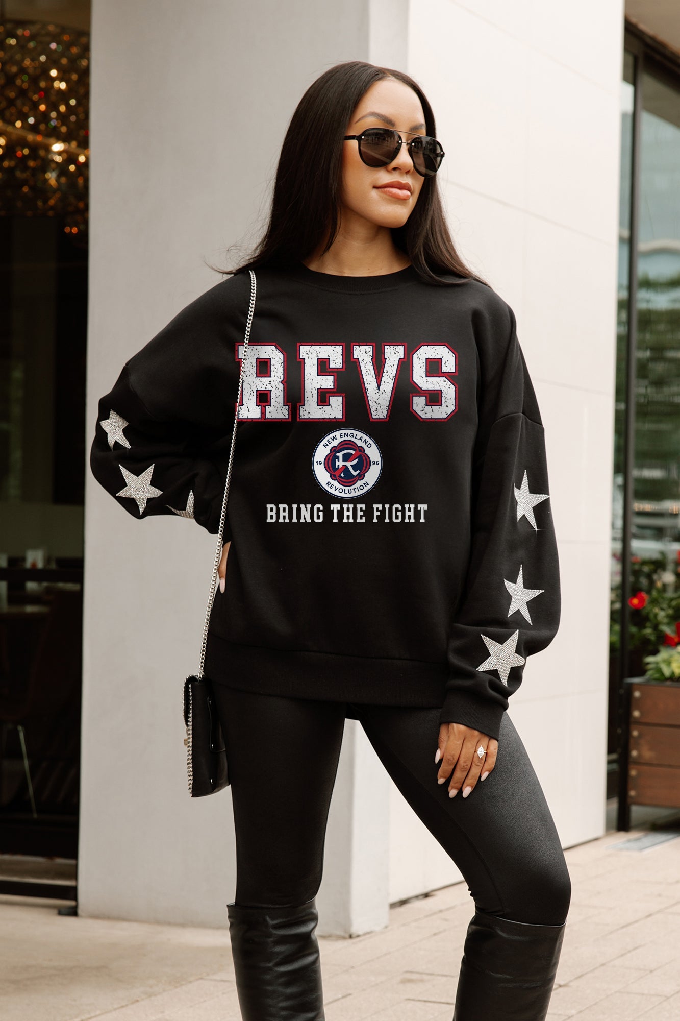 NEW ENGLAND REVOLUTION VELOCITY STAR EMBELLISHED CREW SWEATSHIRT