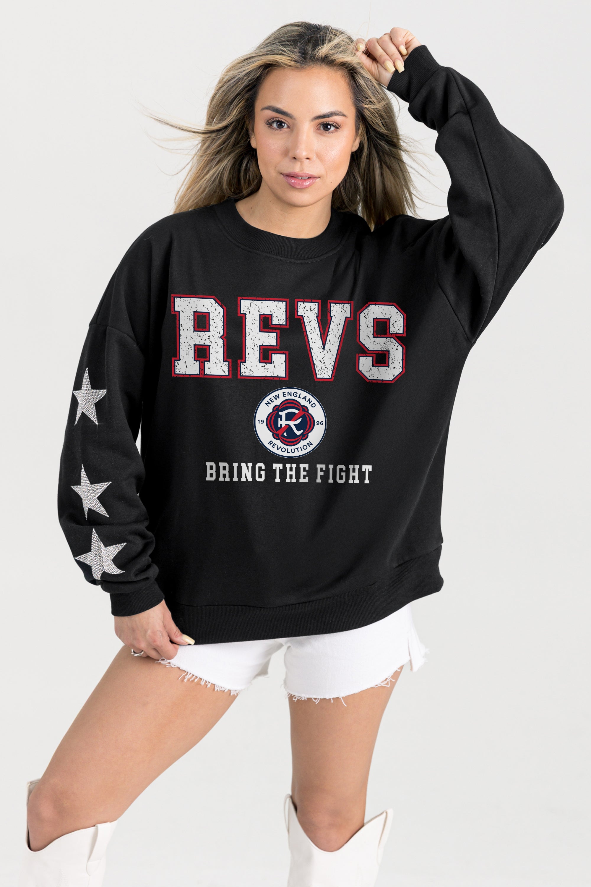 NEW ENGLAND REVOLUTION VELOCITY STAR EMBELLISHED CREW SWEATSHIRT