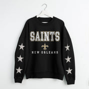 NEW ORLEANS SAINTS VELOCITY STAR EMBELLISHED CREW SWEATSHIRT