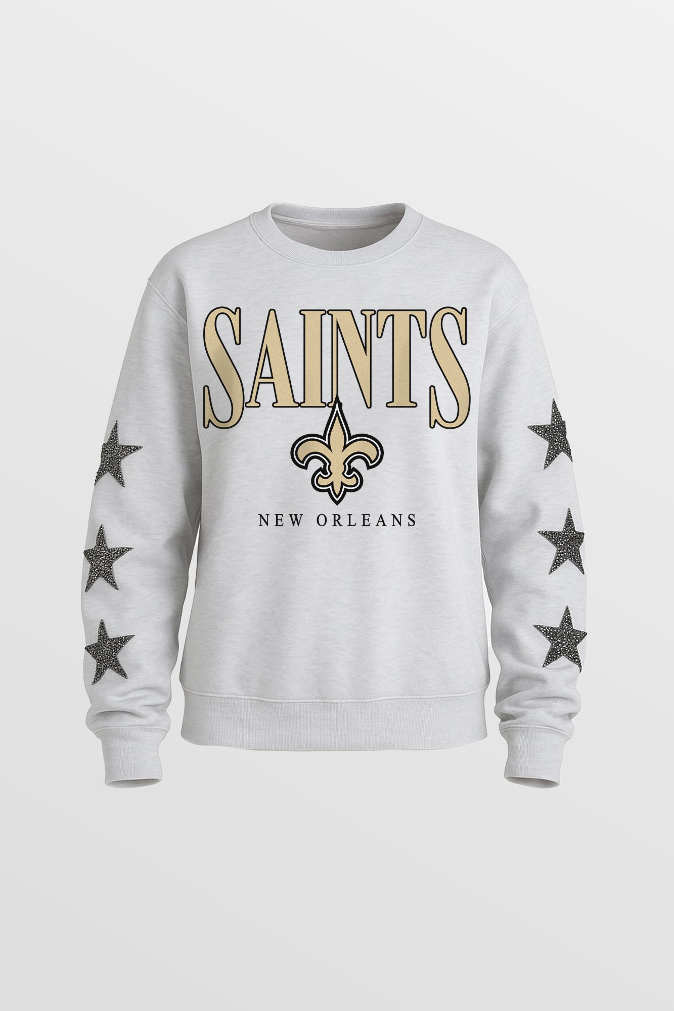 NEW ORLEANS SAINTS BOLD PLAY STAR EMBELLISHED CREW SWEATSHIRT BY RANDI MAHOMES