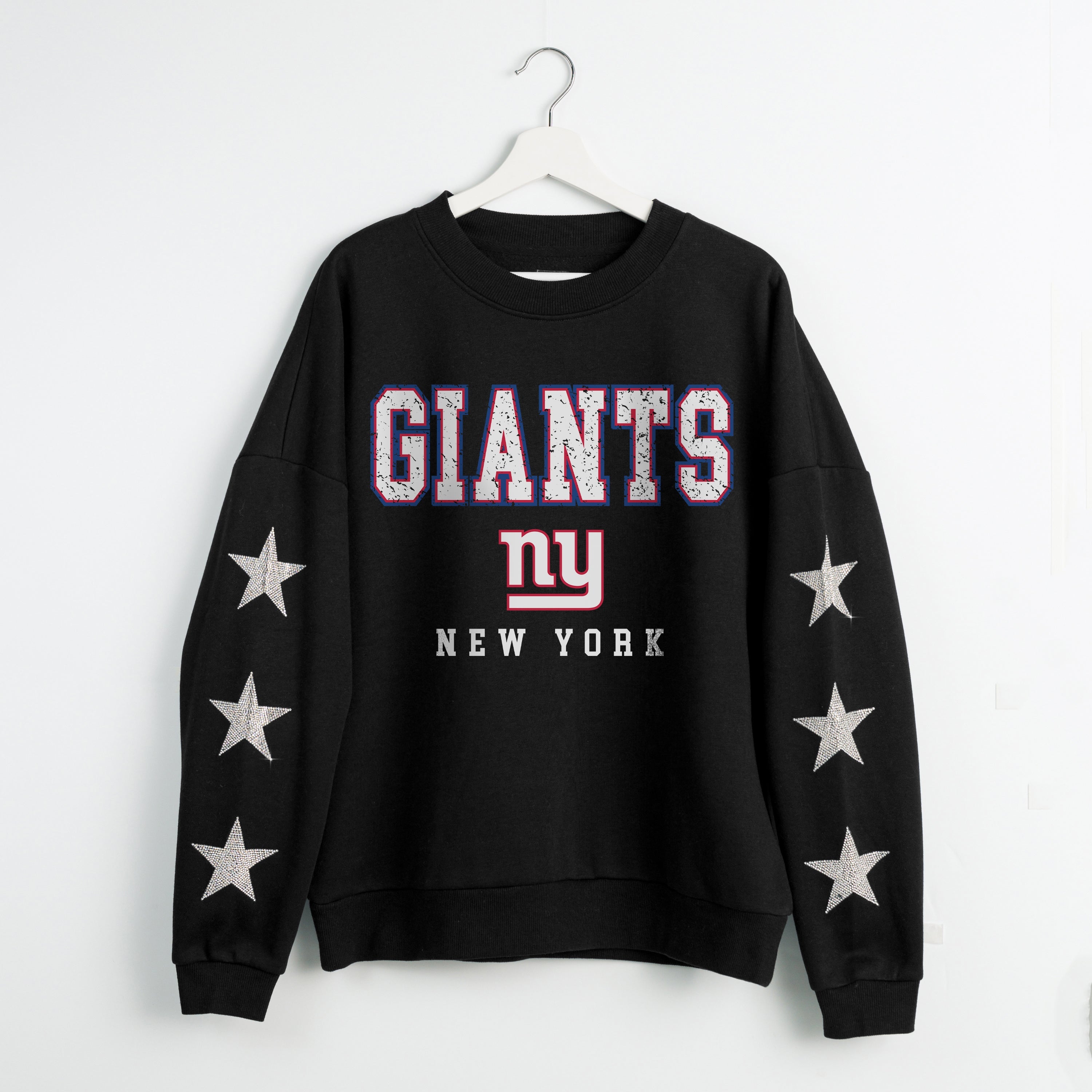 NEW YORK GIANTS VELOCITY STAR EMBELLISHED CREW SWEATSHIRT