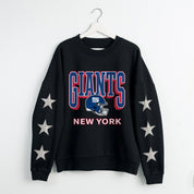 NEW YORK GIANTS PURE VICTORY STAR EMBELLISHED CREW SWEATSHIRT
