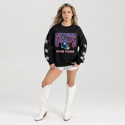 NEW YORK GIANTS PURE VICTORY STAR EMBELLISHED CREW SWEATSHIRT