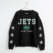 NEW YORK JETS VELOCITY STAR EMBELLISHED CREW SWEATSHIRT