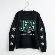 NEW YORK JETS PURE VICTORY STAR EMBELLISHED CREW SWEATSHIRT