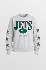 NEW YORK JETS BOLD PLAY STAR EMBELLISHED CREW SWEATSHIRT BY RANDI MAHOMES