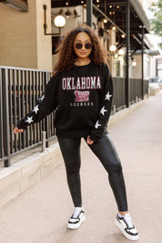OKLAHOMA SOONERS VELOCITY STAR EMBELLISHED CREW SWEATSHIRT