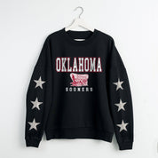 OKLAHOMA SOONERS VELOCITY STAR EMBELLISHED CREW SWEATSHIRT