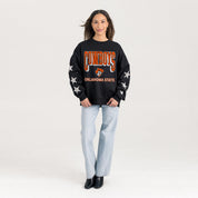 OKLAHOMA STATE COWBOYS PURE VICTORY EMBELLISHED STAR SLEEVE CREWNECK PULLOVER