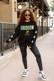 OREGON DUCKS VELOCITY STAR EMBELLISHED CREW SWEATSHIRT
