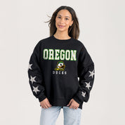 OREGON DUCKS VELOCITY STAR EMBELLISHED CREW SWEATSHIRT