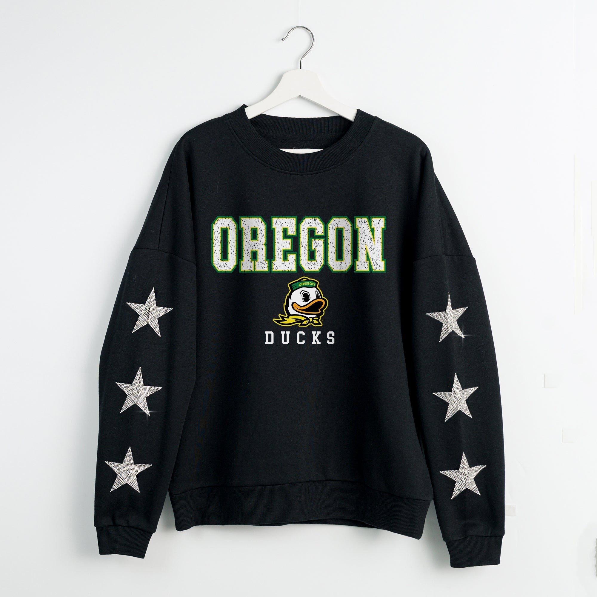 OREGON DUCKS VELOCITY STAR EMBELLISHED CREW SWEATSHIRT