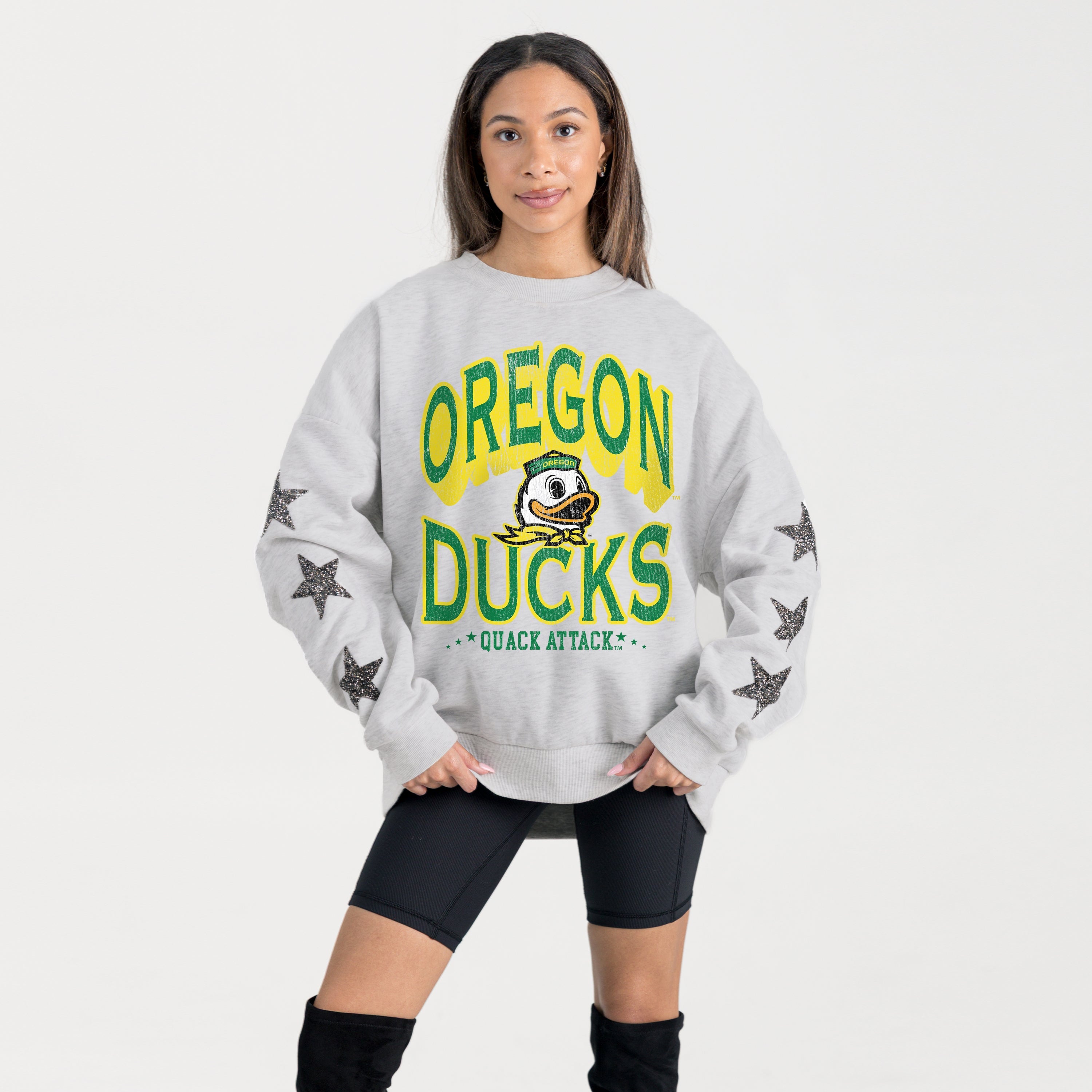 OREGON DUCKS RESILIENCE STAR EMBELLISHED CREW SWEATSHIRT