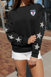 PENNSYLVANIA QUAKERS DEDICATION Star-Sleeve Crewneck Pullover - Detail View | Gameday Couture - SOHO