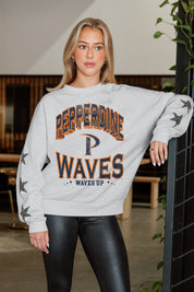 PEPPERDINE WAVES RESILIENCE STAR EMBELLISHED CREW SWEATSHIRT
