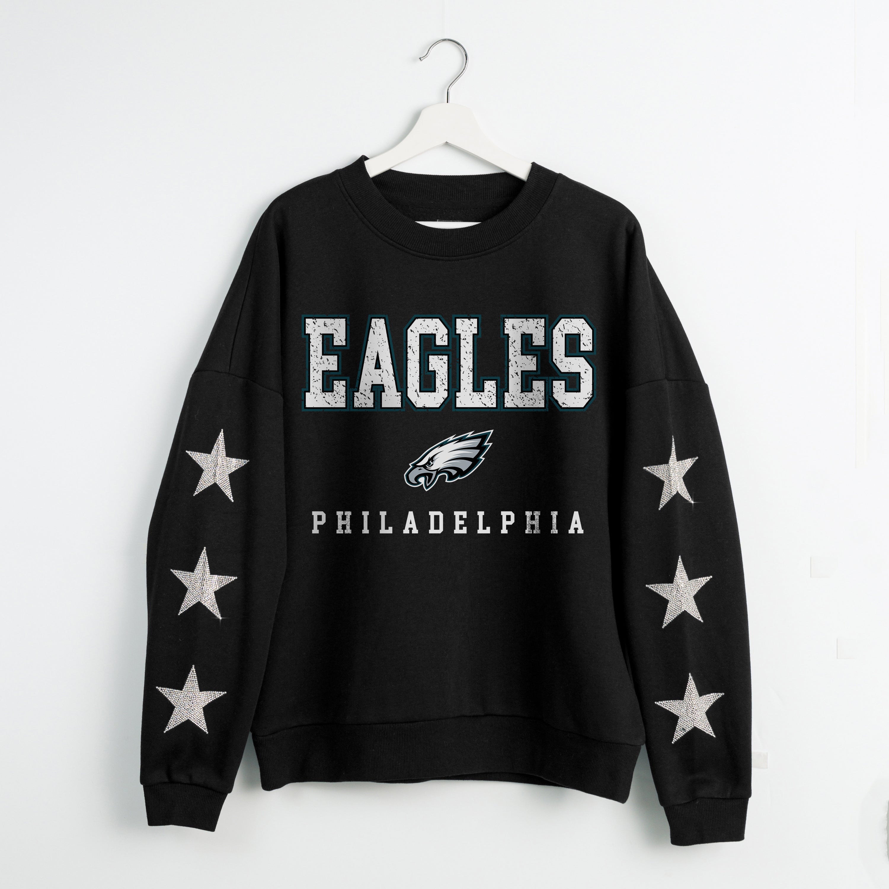 PHILADELPHIA EAGLES VELOCITY STAR EMBELLISHED CREW SWEATSHIRT