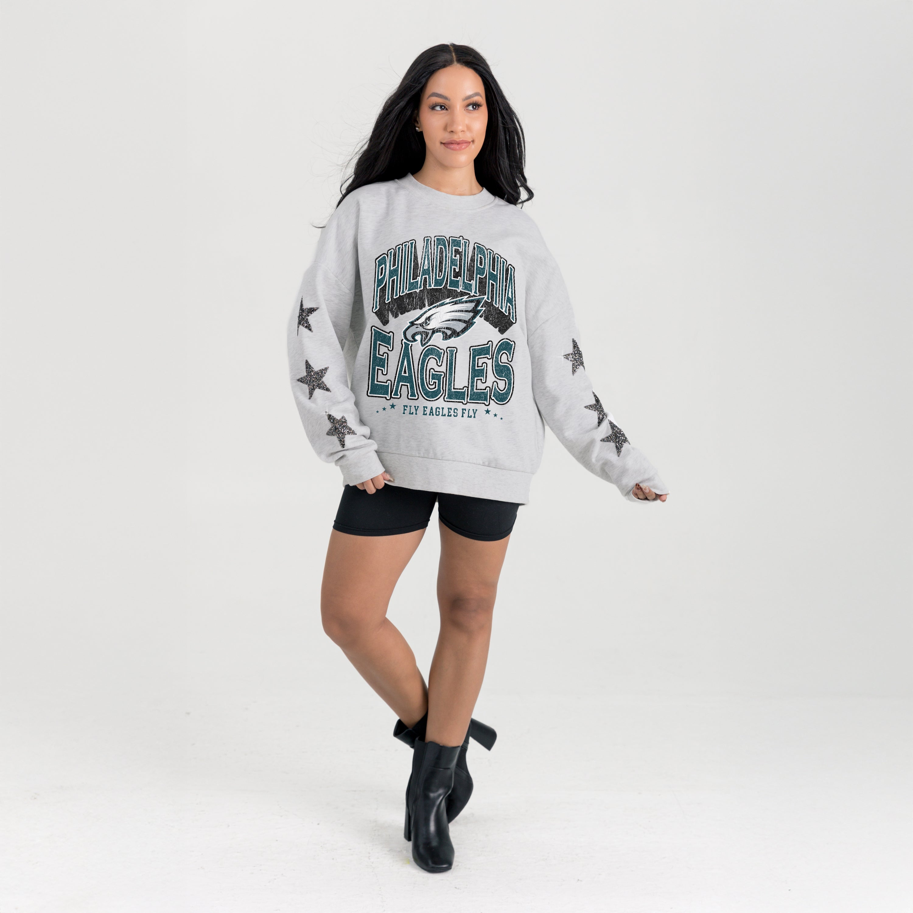 PHILADELPHIA EAGLES RESILIENCE STAR EMBELLISHED CREW SWEATSHIRT