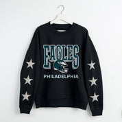 PHILADELPHIA EAGLES PURE VICTORY STAR EMBELLISHED CREW SWEATSHIRT