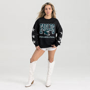 PHILADELPHIA EAGLES PURE VICTORY STAR EMBELLISHED CREW SWEATSHIRT