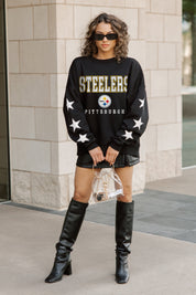 PITTSBURGH STEELERS VELOCITY STAR EMBELLISHED CREW SWEATSHIRT
