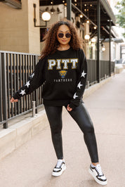 PITTSBURGH PANTHERS VELOCITY STAR EMBELLISHED CREW SWEATSHIRT