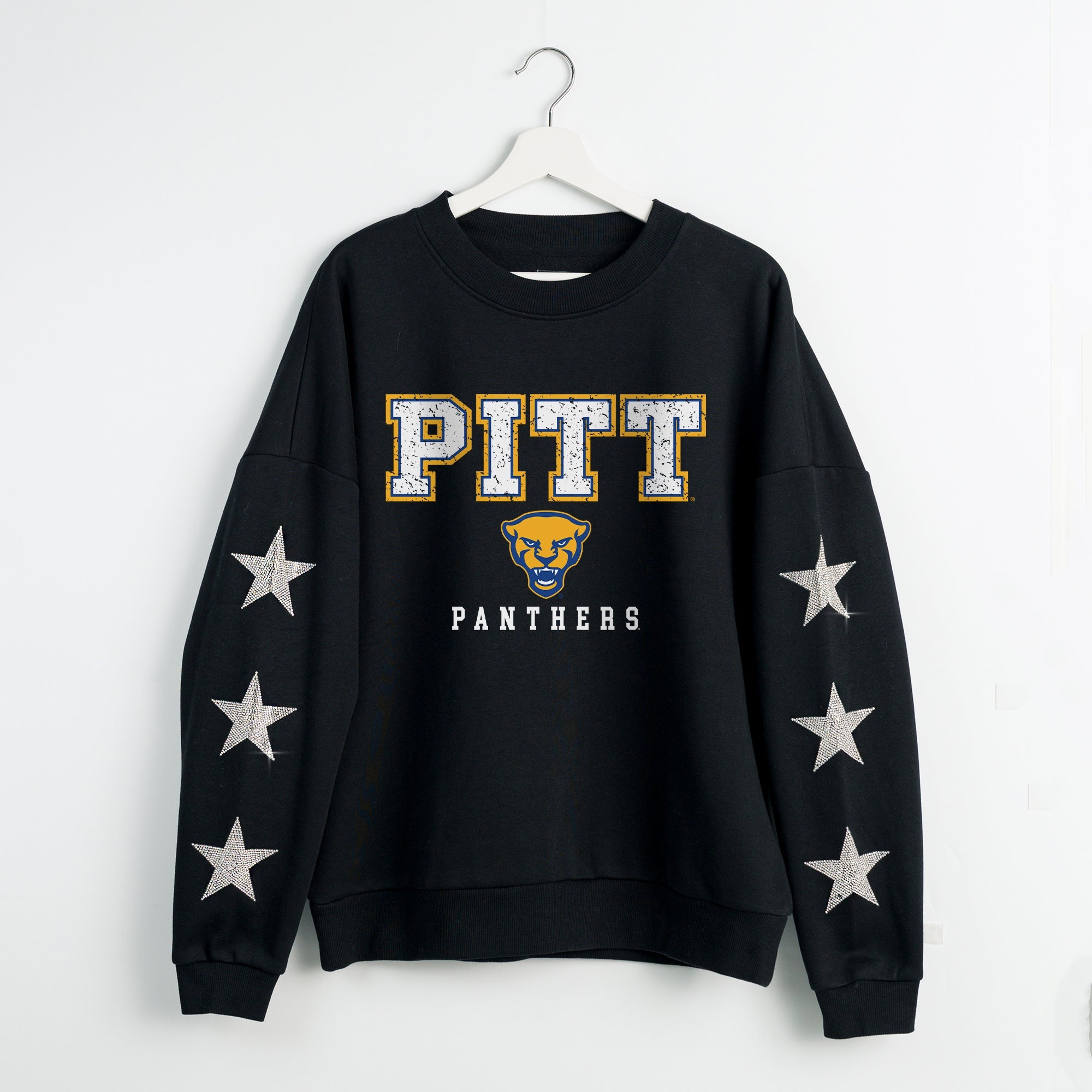 PITTSBURGH PANTHERS VELOCITY STAR EMBELLISHED CREW SWEATSHIRT