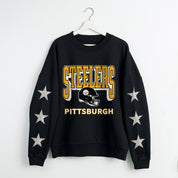 PITTSBURGH STEELERS PURE VICTORY STAR EMBELLISHED CREW SWEATSHIRT