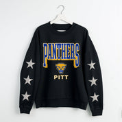 PITTSBURGH PANTHERS PURE VICTORY EMBELLISHED STAR SLEEVE CREWNECK PULLOVER