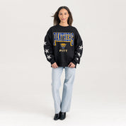 PITTSBURGH PANTHERS PURE VICTORY EMBELLISHED STAR SLEEVE CREWNECK PULLOVER