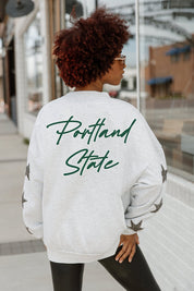 PORTLAND STATE VIKINGS DEDICATION EMBELLISHED STAR SLEEVE CREWNECK PULLOVER